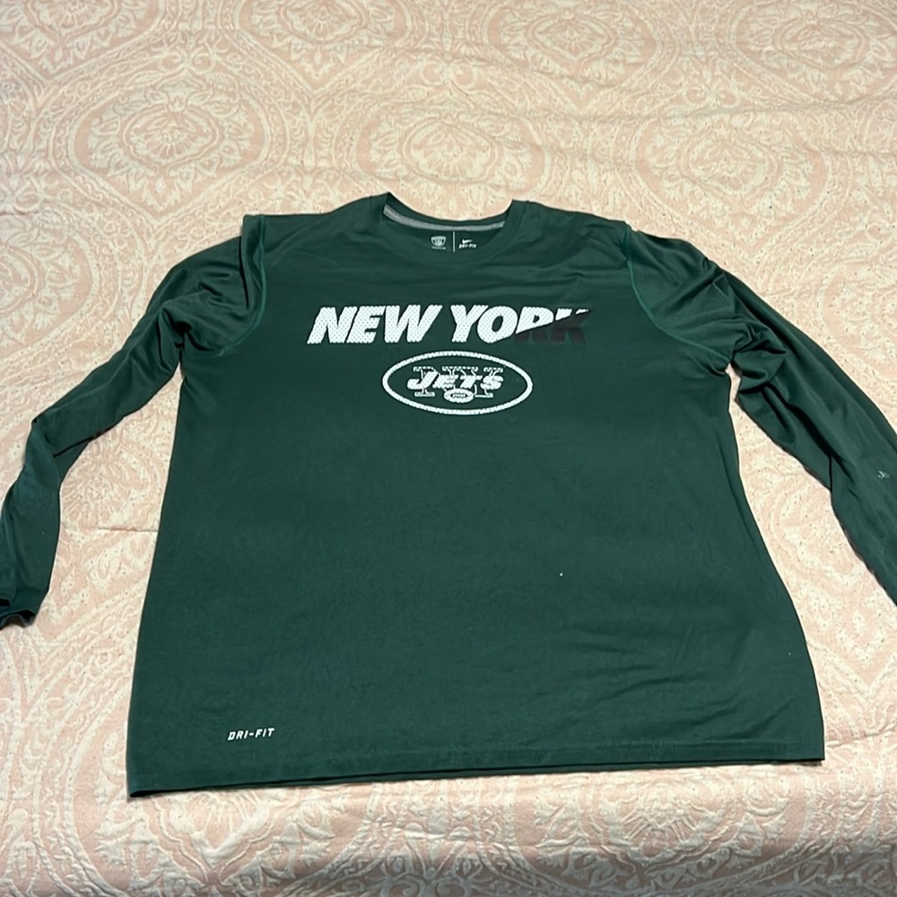NIKE XL NEW YORK JETS MENS T SHIRT dri fit long sleeve
